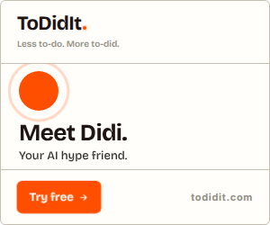 The ToDidIt medium rectangle display ad, 300 by 250 pixels, animating.