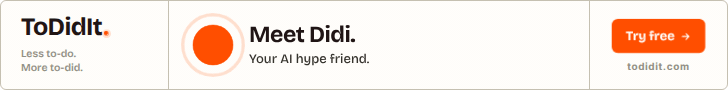 The ToDidIt leaderboard display ad, 728 by 90 pixels, animating.