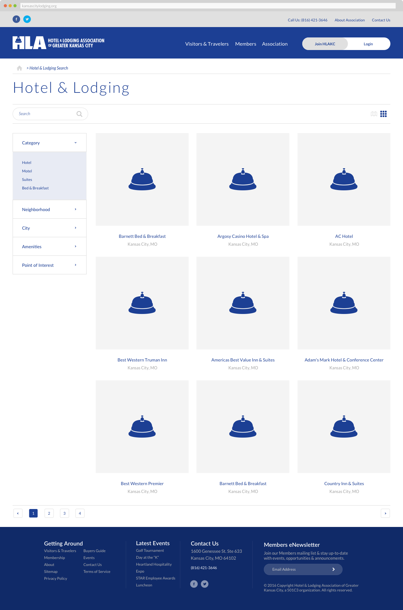The Hotel & Lodging Association of Greater Kansas - Hotel & Lodging Search, Grid View